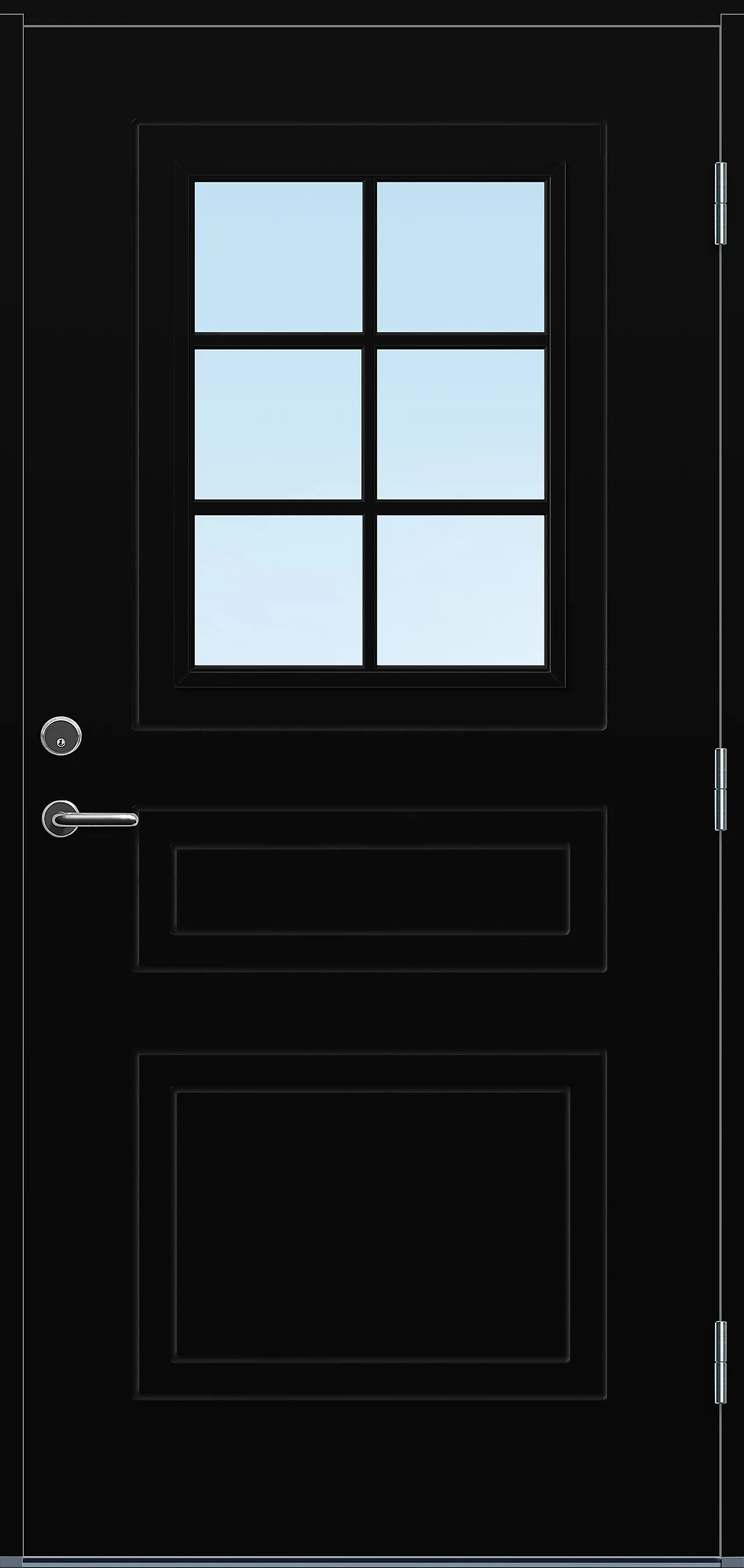 Ytterdør Stryn med glass svart høyre 90x200 cm
