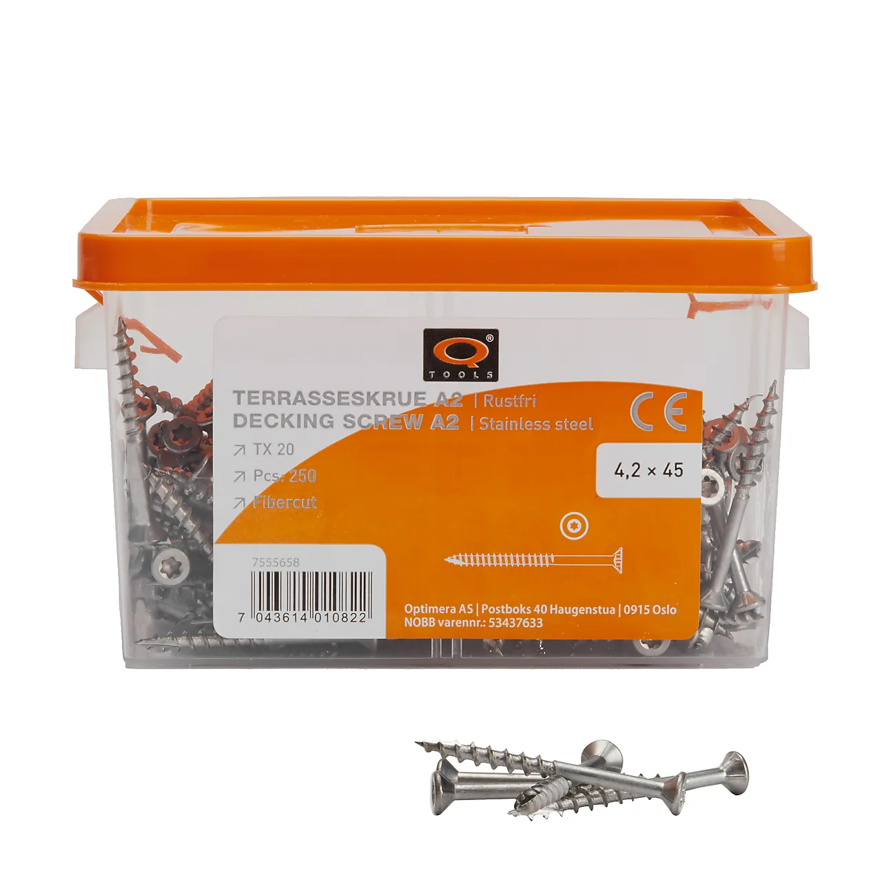 Terrasseskrue A2 4,2x45 mm 250 stk