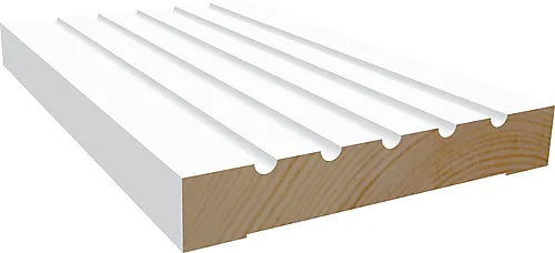 Karmlist furu profilert M542 hvit bomull S0502-Y 15x95x4400 mm