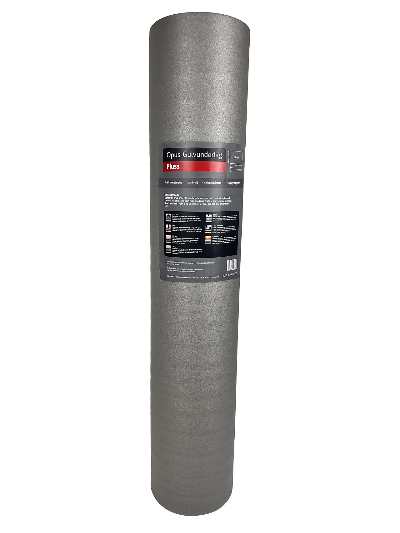 OPUS gulvunderlag grå 2mm 15m²