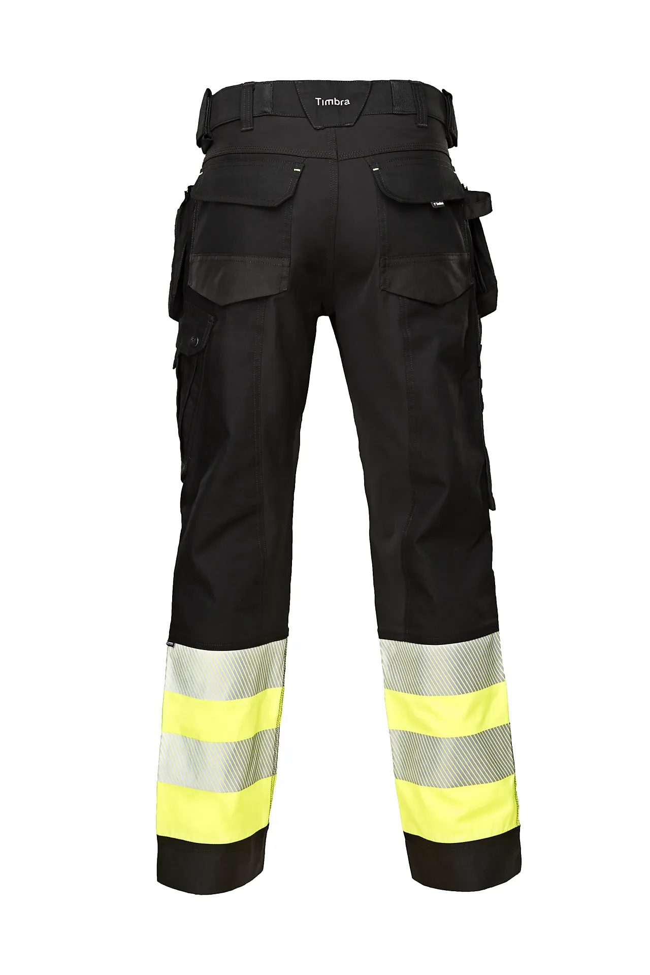 Arbeidsbukse stretch sort/gul hi viz kl.1 str 54 null - null - 3 - Miniatyr