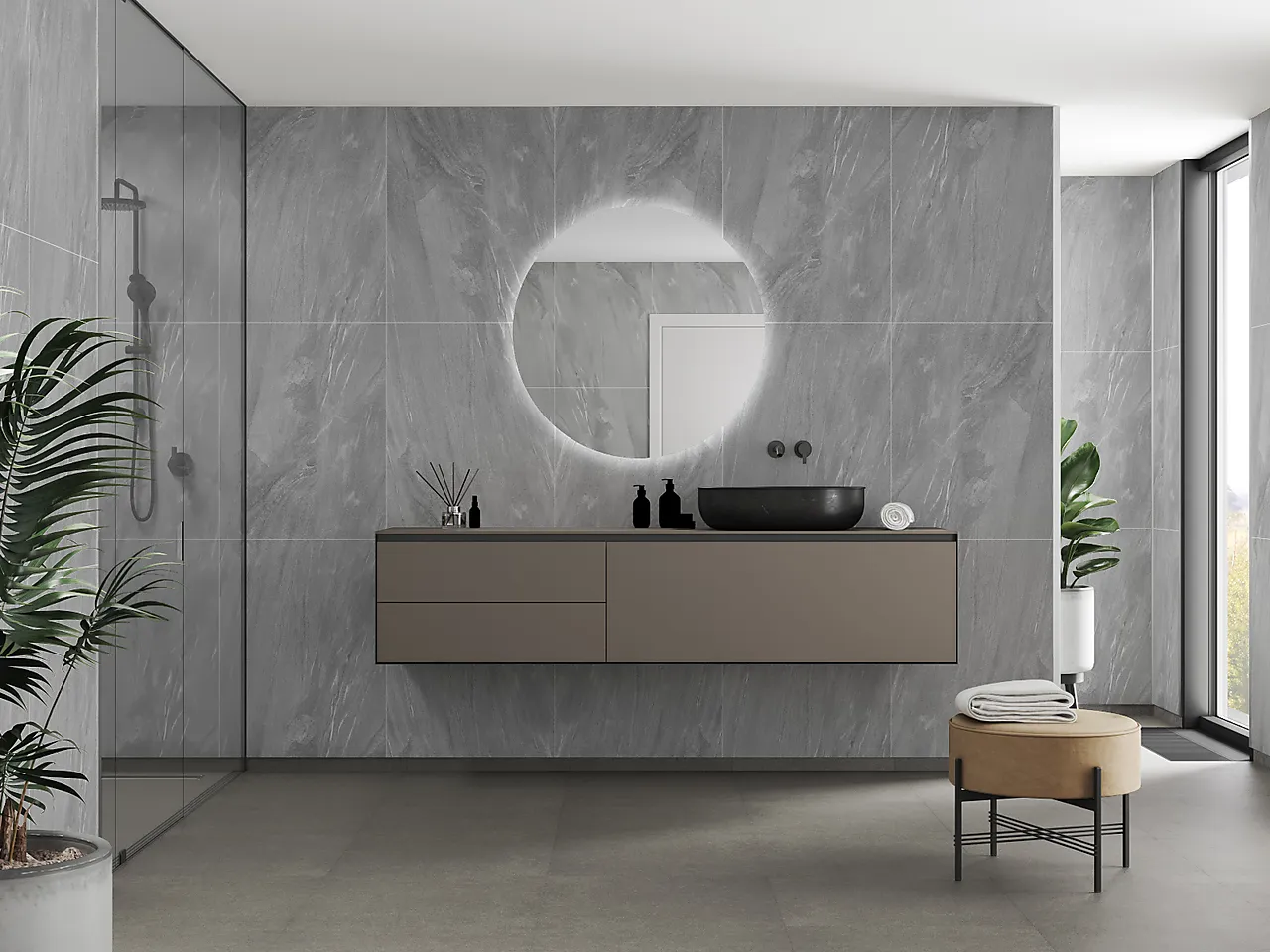 Baderomsplate Grey Stone 4009M6080 60x80 cm Baderomsplate Grey Stone 4009M6080 60x80 cm