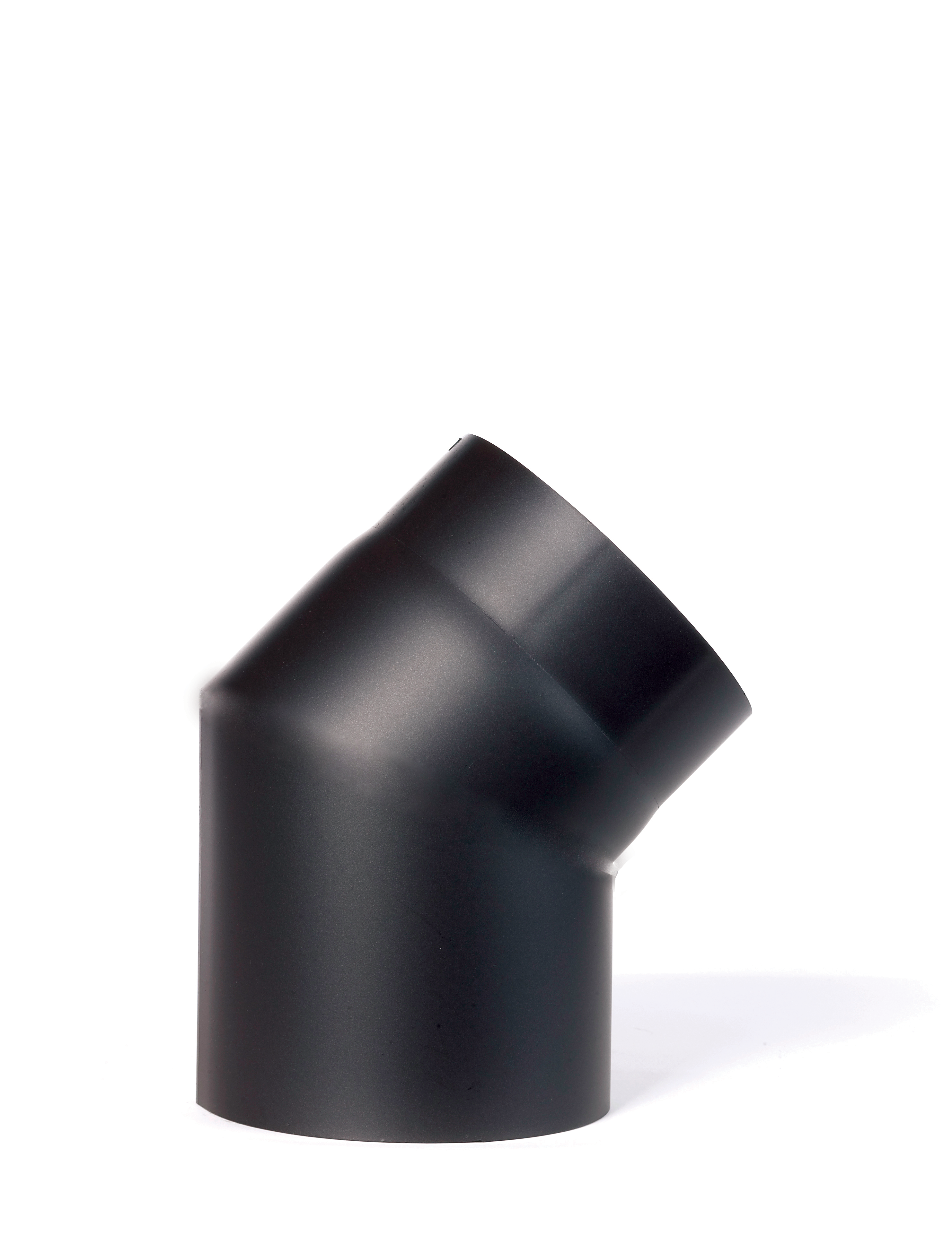Røkrør kne ø150x45° kort sort2,0mm varmebestandig sort lakk | Monter.no