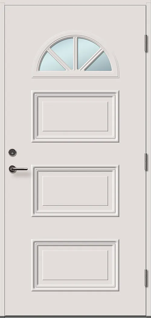 Dør yd tun 443 hvit 99/209 v klart glass, fg sylinder