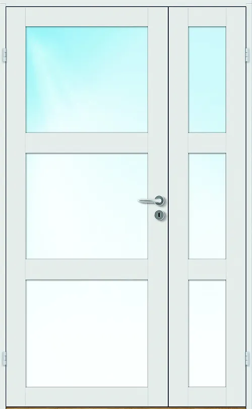 Sidefelt innerdør 40x210 Base 3 med glass hvit