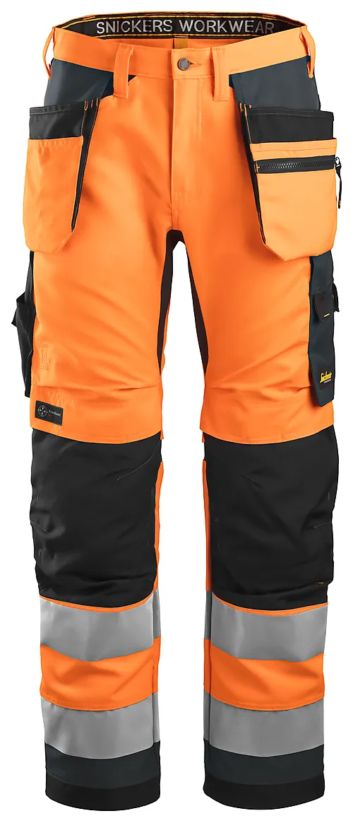 Snickers arbeidsbukse 6230 oransje highvis klasse 2 størrelse 146