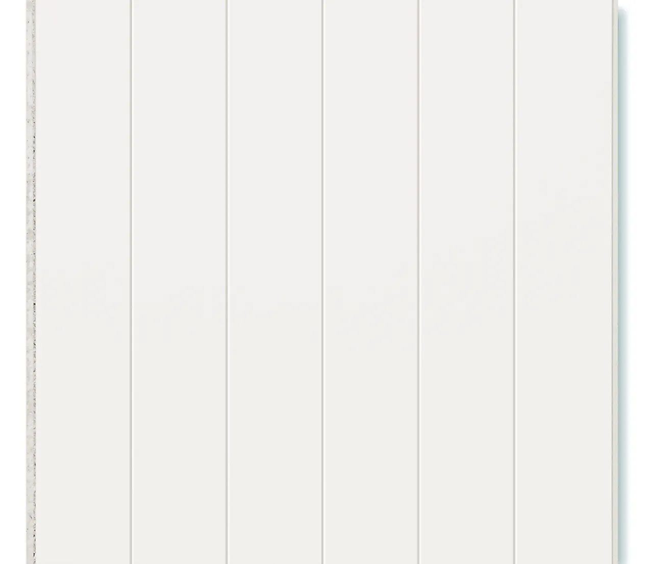 Sponplate 6-bord med fas 12x620x2390 mm hvit Sponplate 6-bord med fas 12x620x2390 mm hvit