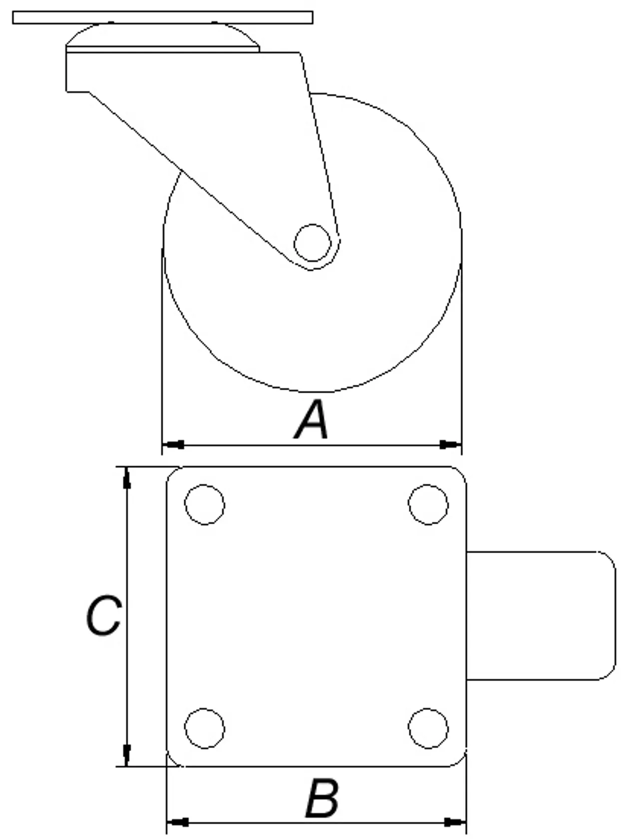 Transporthjul ø 50 mm m/plate bæreevne 40 kg null - null - 2 - Miniatyr