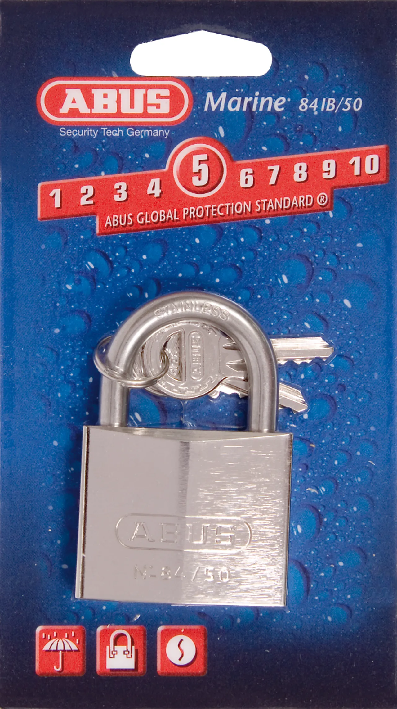 Hengelås 84ib/50 c marine abus forn.messing/bøyle rustf stål Hengelås 84ib/50 c marine abus forn.messing/bøyle rustf stål