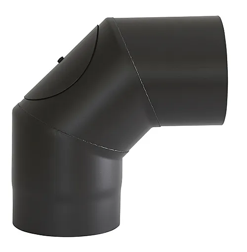 Røykrør kne Ø150 mm 90° 3-delt med luke