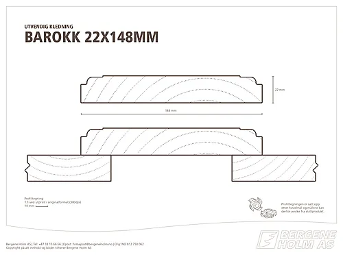Utvendig kledning barokk 22x148 mm ubehandlet gran