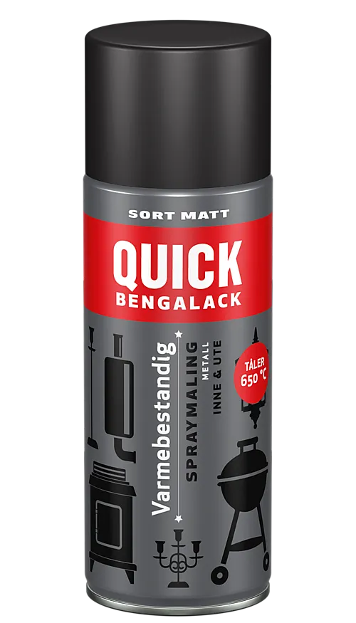 Bengalack varmebestandig spray sort matt