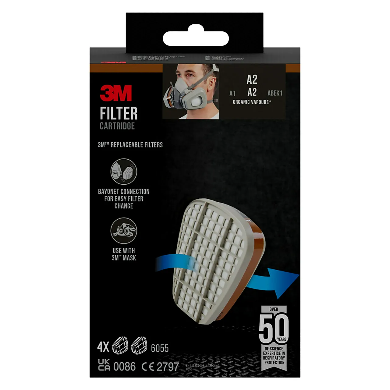 Filter 6055pro4n mot organisk damp til 6000- og 6500-serien 4 par a2