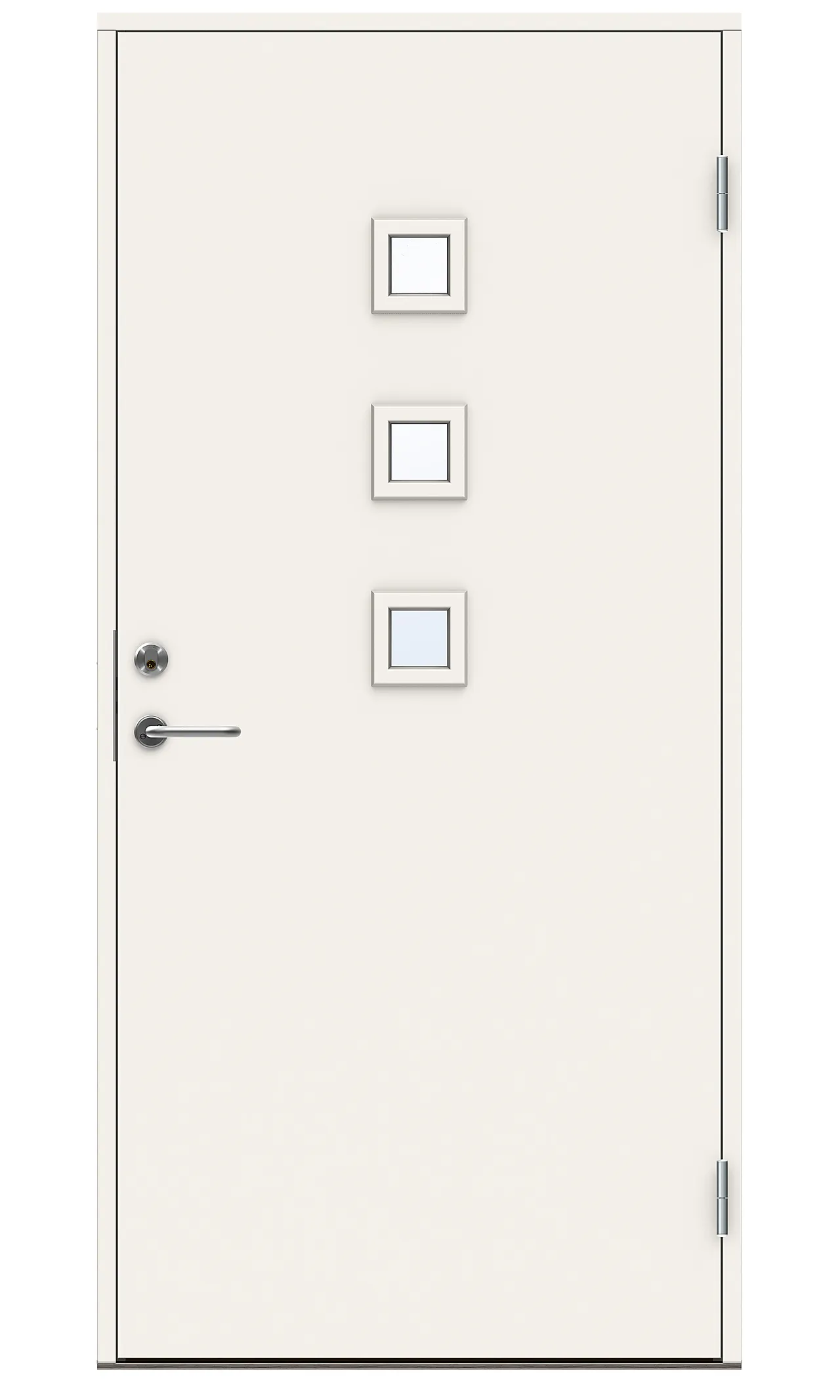 Ytterdørsett med glass 100x210 cm høyrehengslet hvit