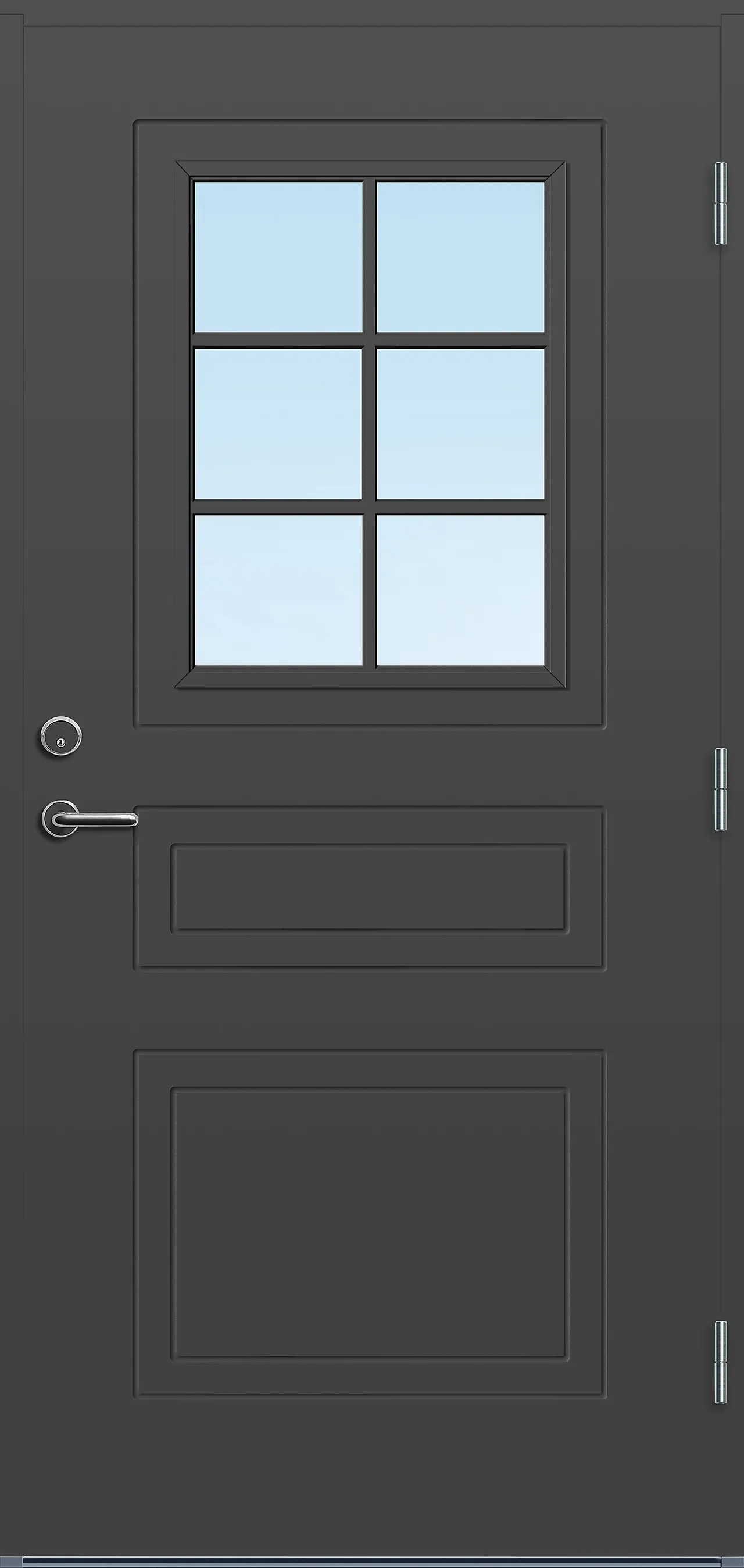 Ytterdør Stryn med glass mørk grå høyre 90x200 cm