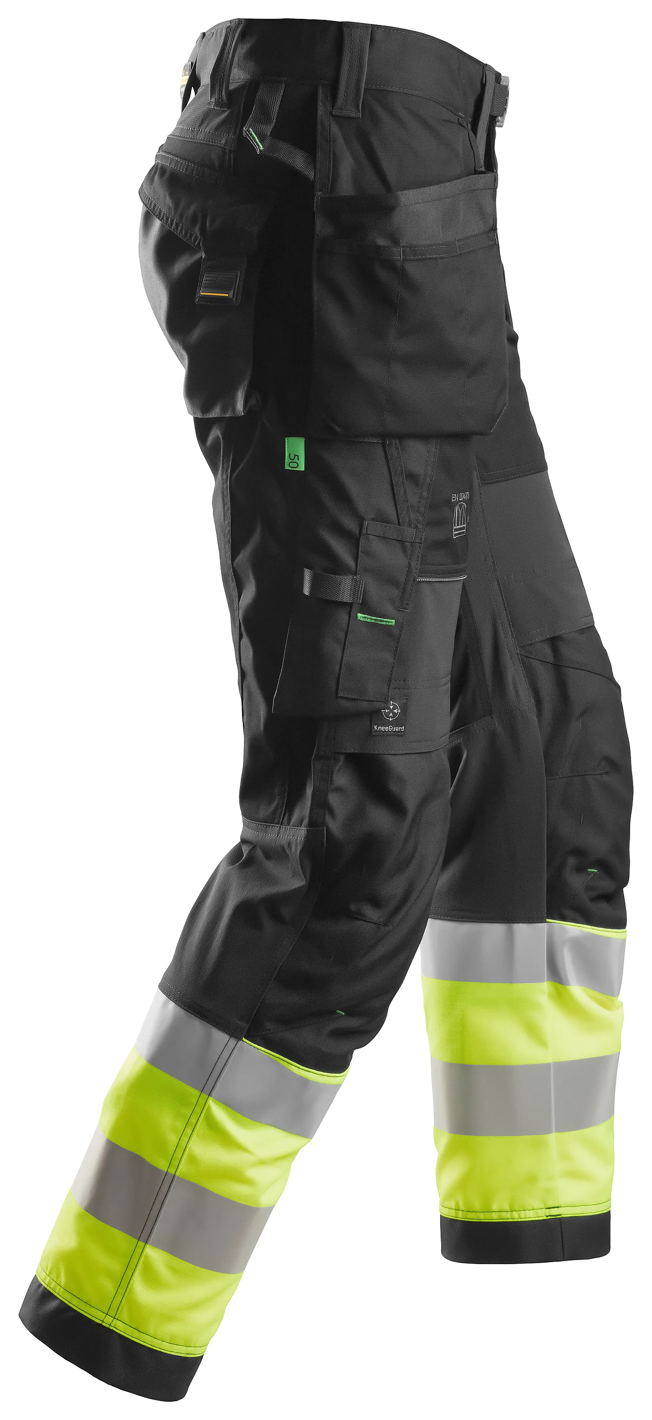 Håndverksbukse 6931 FlexiWork+ kl.1 Sort/HiVis gul str 150 null - null - 3 - Miniatyr