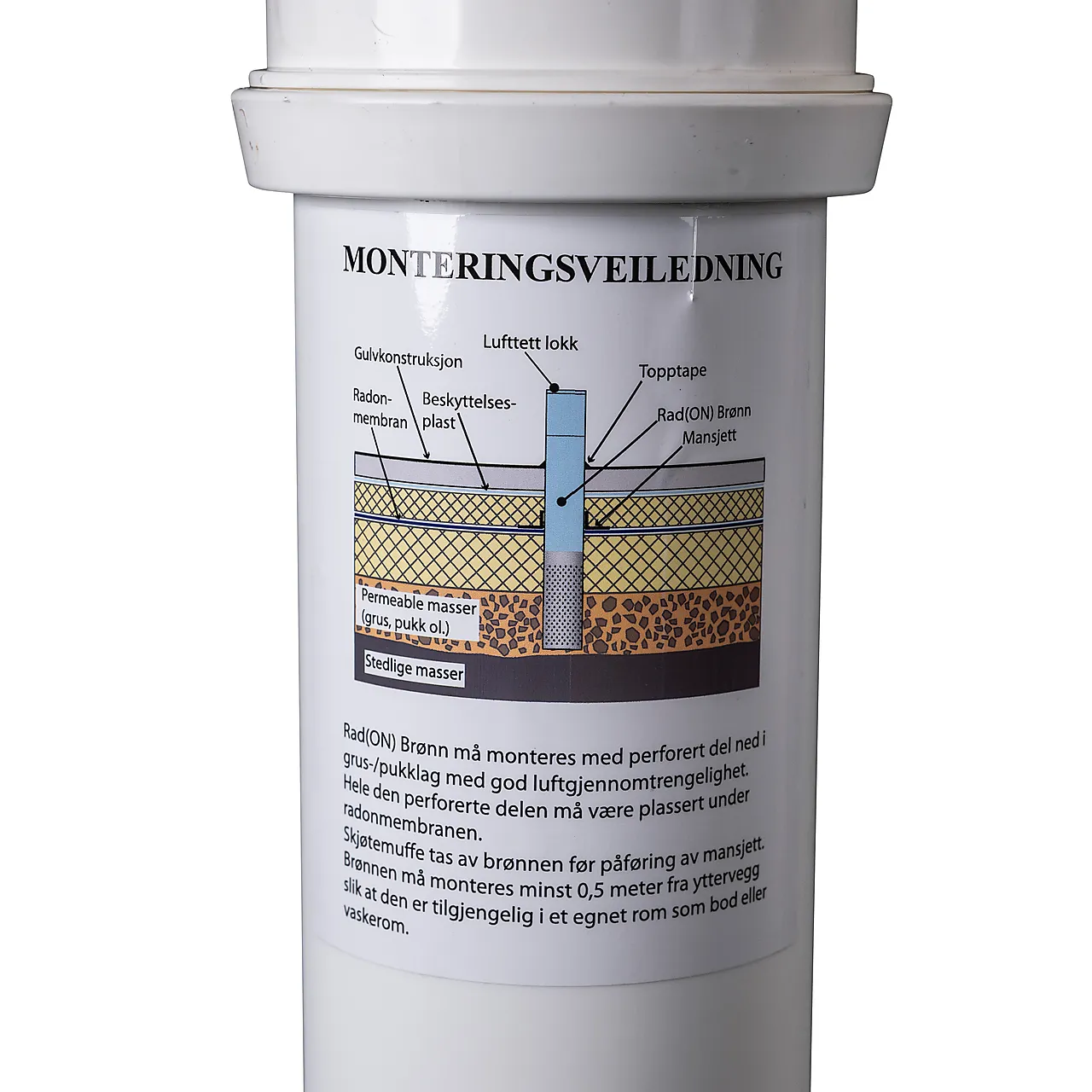 Radonbrønn m/ gasstett lokk 110x740 mm null - null - 2 - Miniatyr