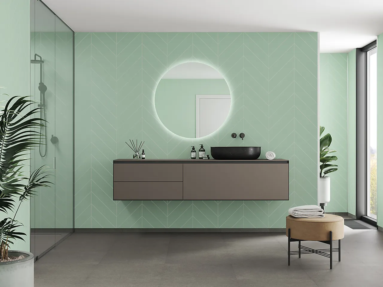Baderomspanel 3085 chevron light green null - Chevron - 2 - Miniatyr