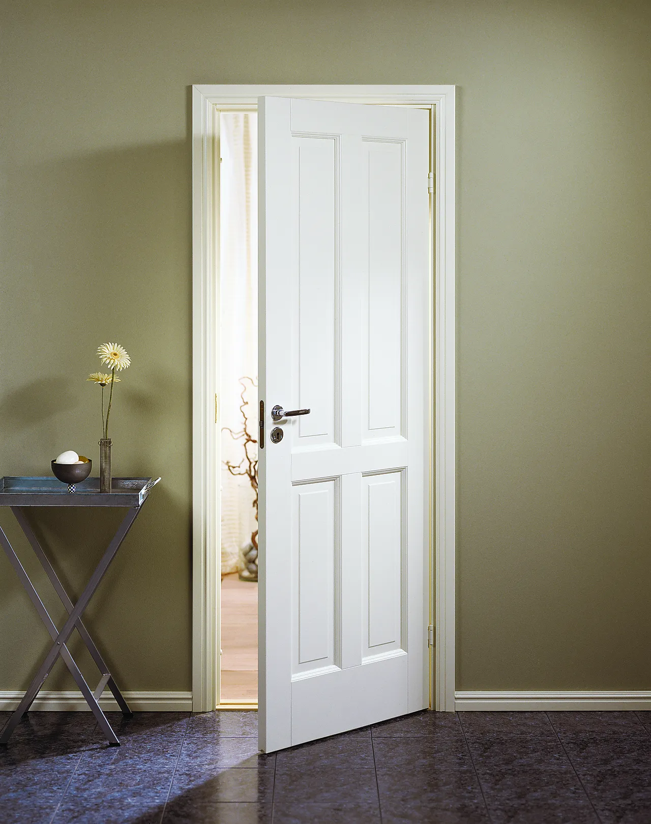 Dør style 04 7x21 hvit malt lett formpresset null - null - 2 - Miniatyr