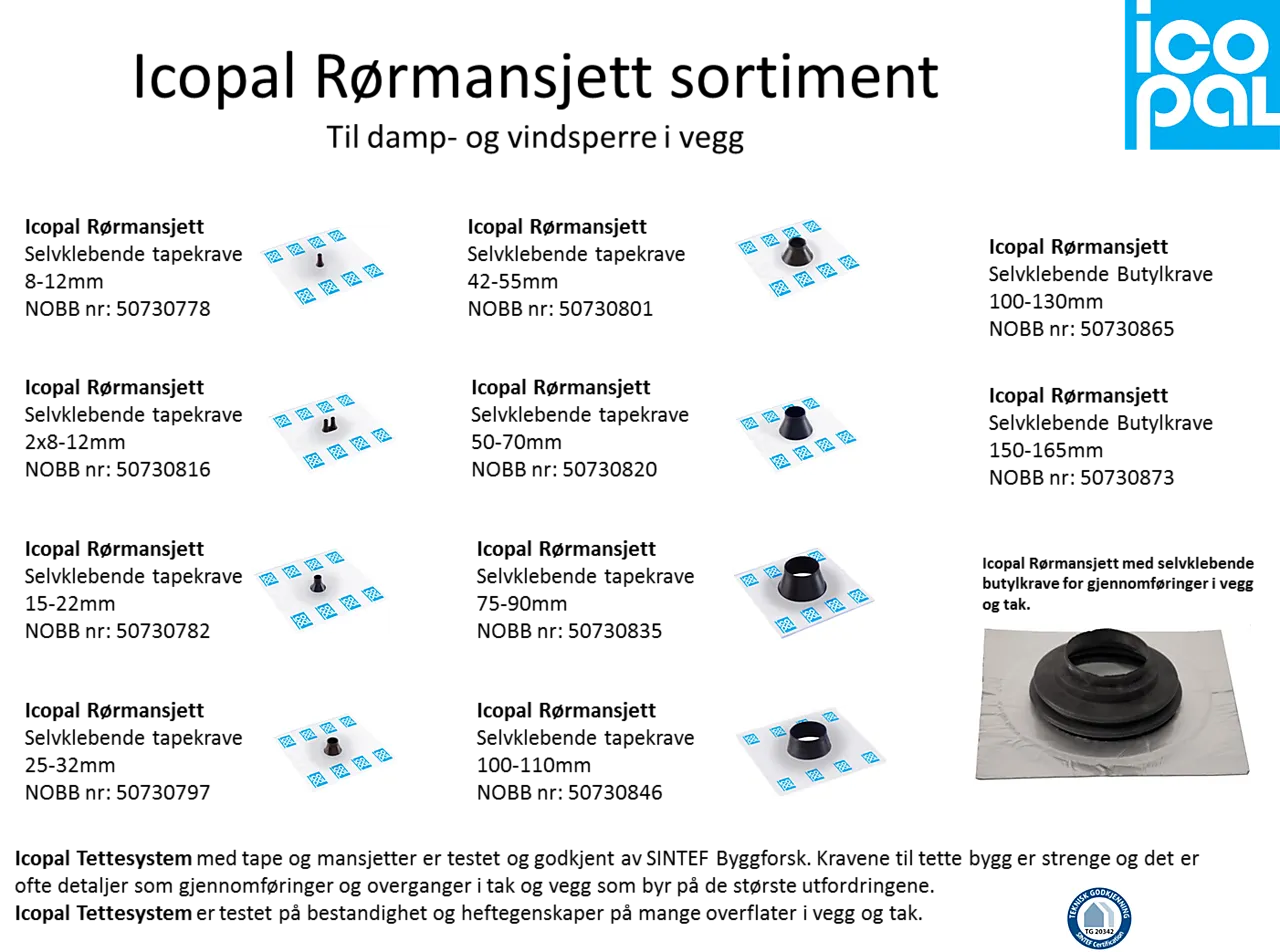 Rørmansjett 50-70 mm selvklebende tapekrave null - null - 2 - Miniatyr