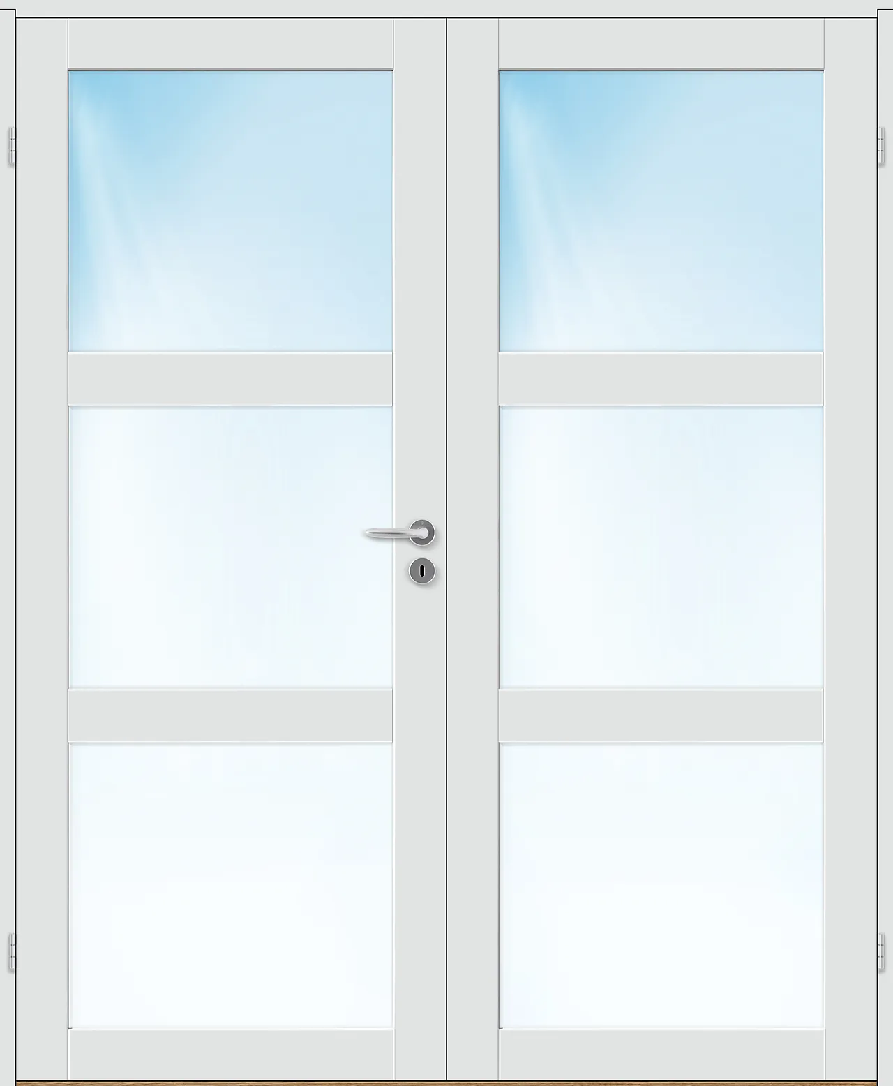 Dobbel innerdør Base 3 med glass hvit 173x210 cm