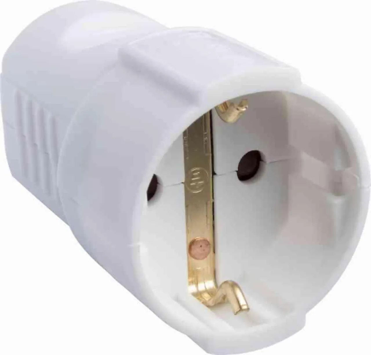 Skjøtekontakt uten ledning nylon m/ jord hvit