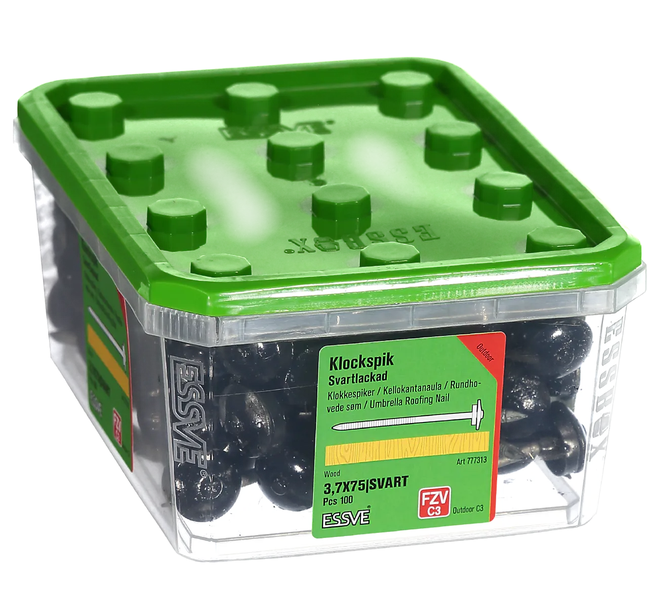 Takplatespiker 3,7x75 svarta-100 Takplatespiker 3,7x75 svarta-100