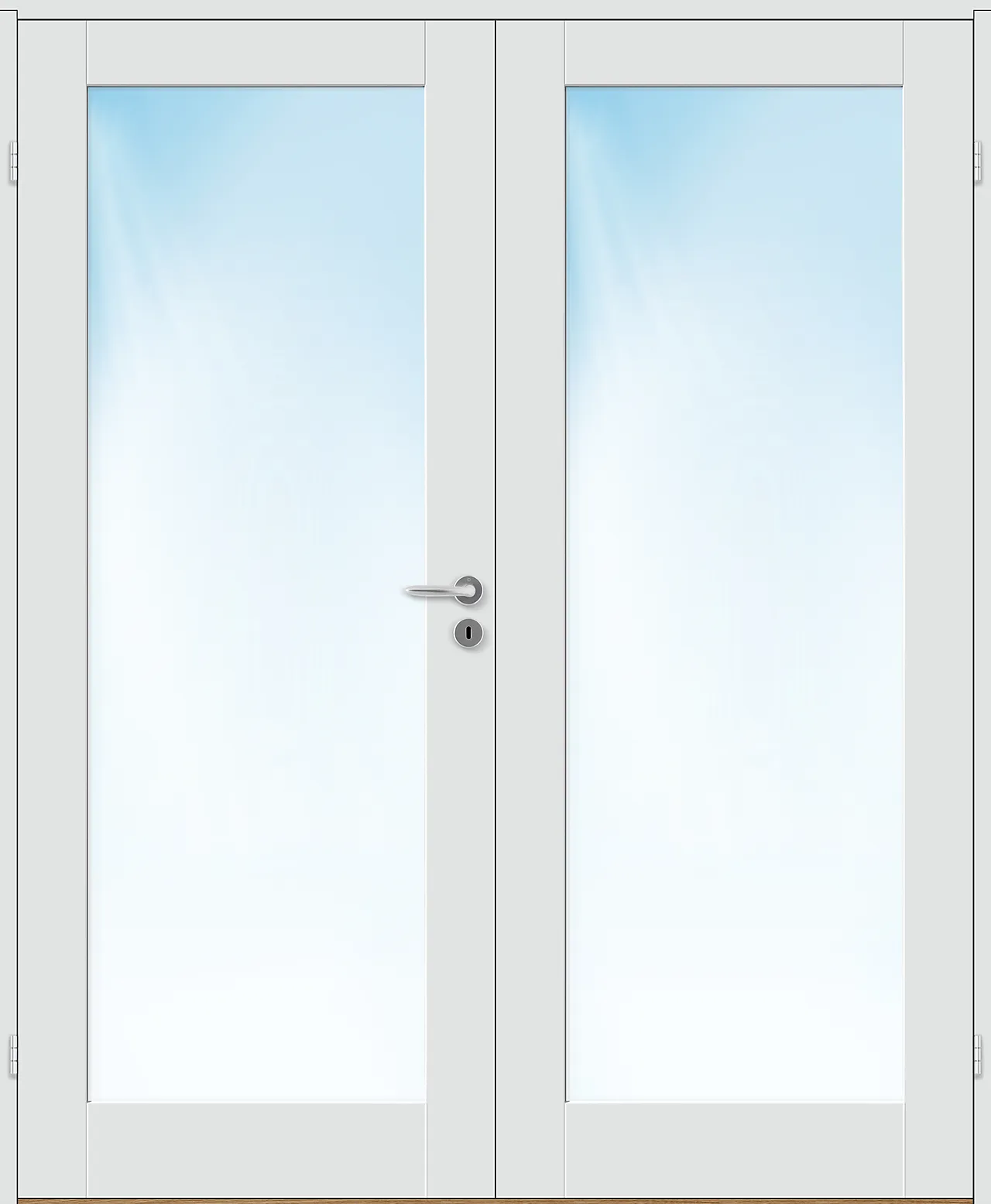 Dobbel innerdør Stil 1 med glass hvit 153x210 cm null - 153x210 cm - 3 - Miniatyr