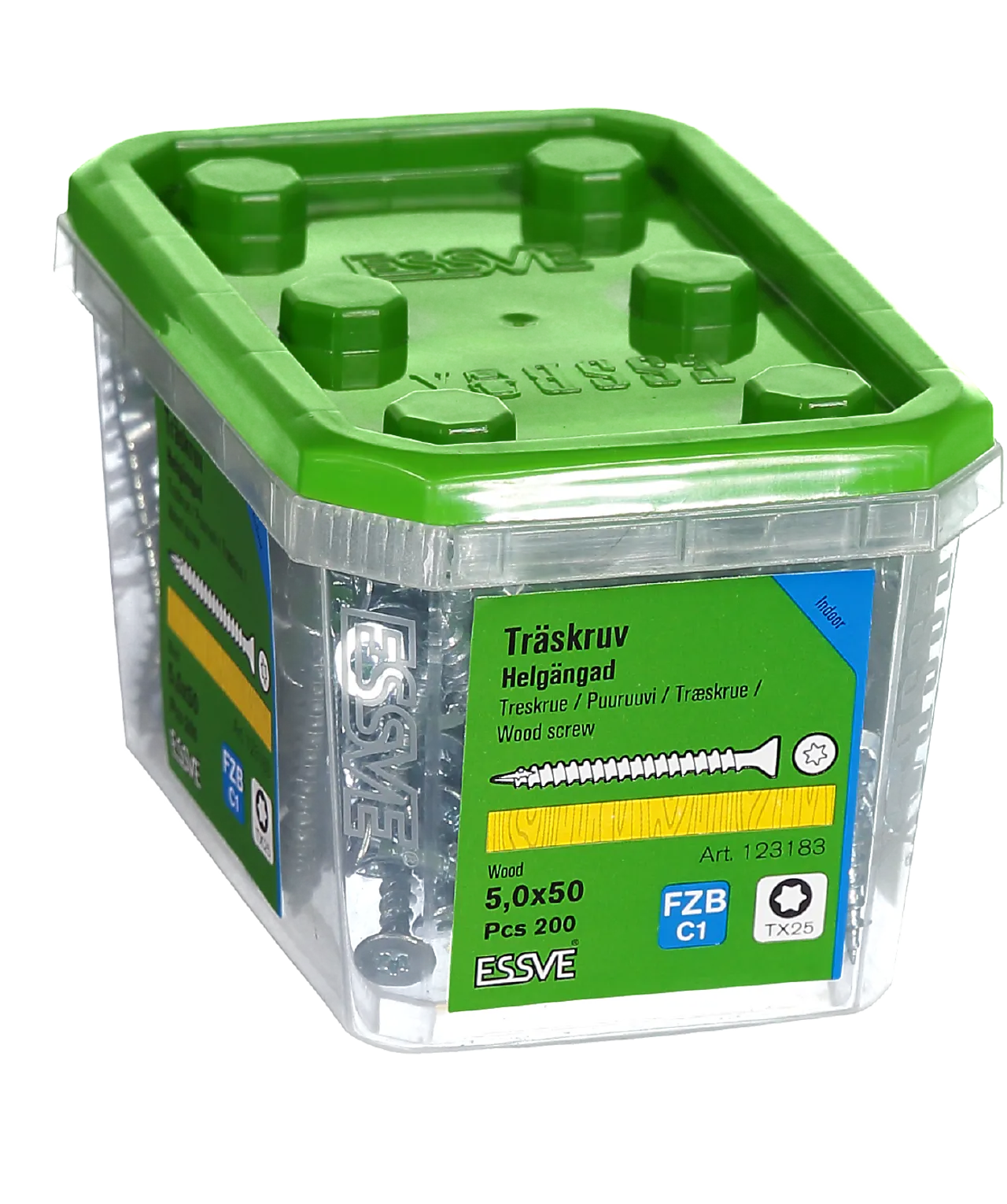 Treskrue inv sh hg 5x50 fzb a-200 senkhode helgjenget blankforsinket