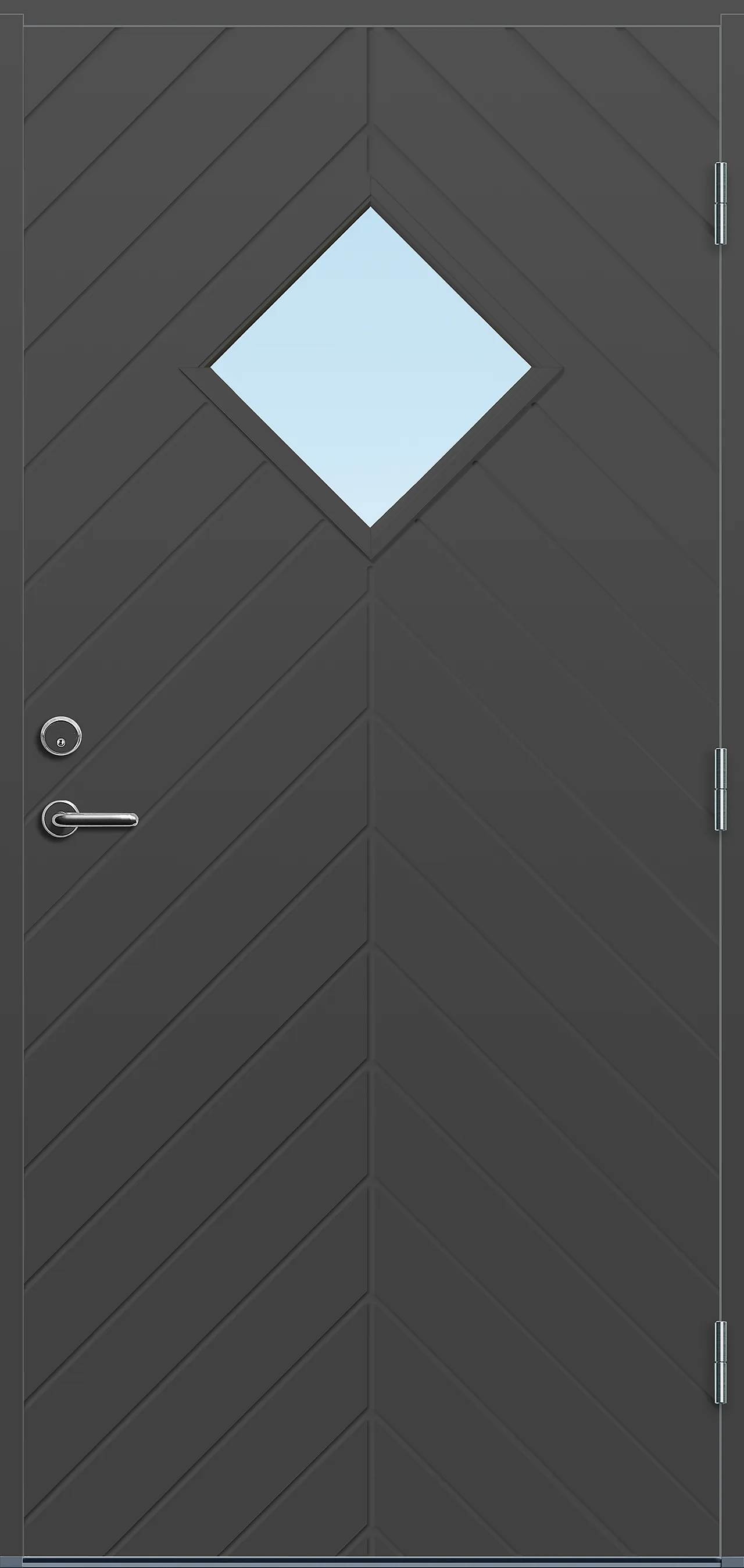 Ytterdør Geilo med glass mørk grå høyre 90x200 cm