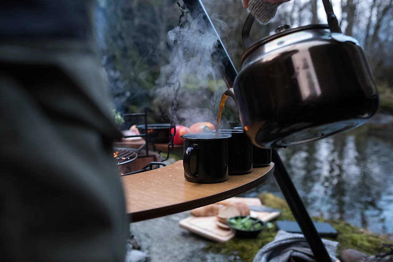 Sidebord i eik 60 cm bord til bålpanne/ fyrfat 2 stk null - null - 3 - Miniatyr