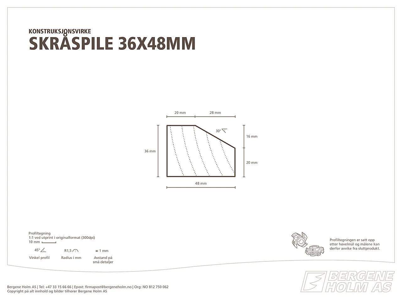 Rekkverkspile skrå impregnert furu 36x48 mm null - null - 3 - Miniatyr