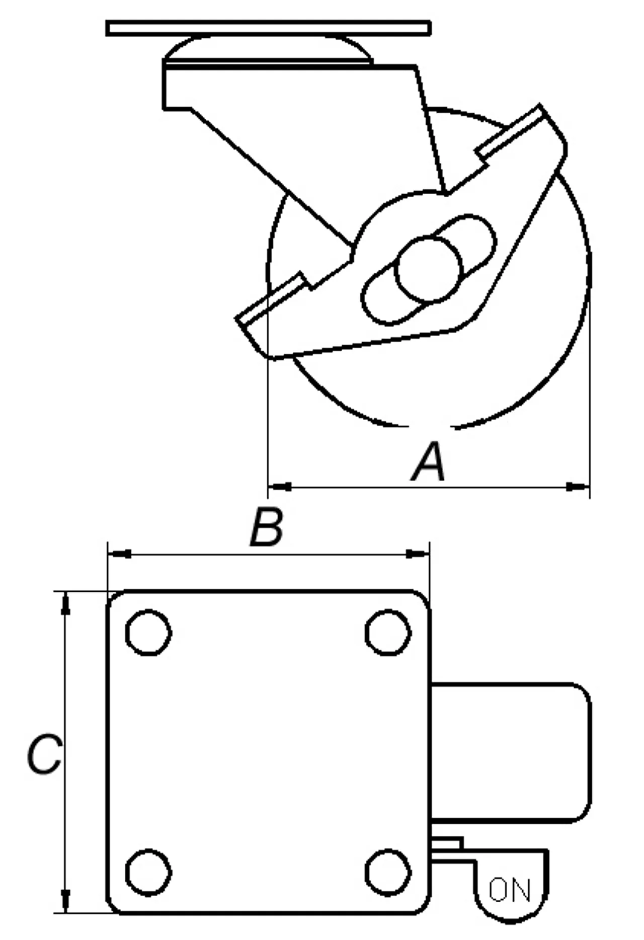 Transporthjul ø 50 mm m/plate+brems bæreevne 40 kg null - null - 2 - Miniatyr