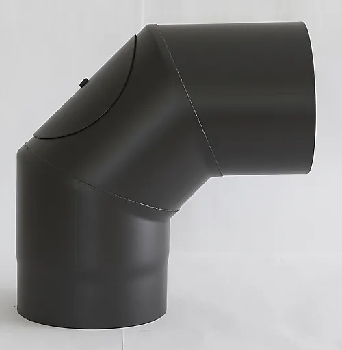 Røykrør ø125 90gr 3delt med luke 90 grader - 3 deler - sort 1,1mm
