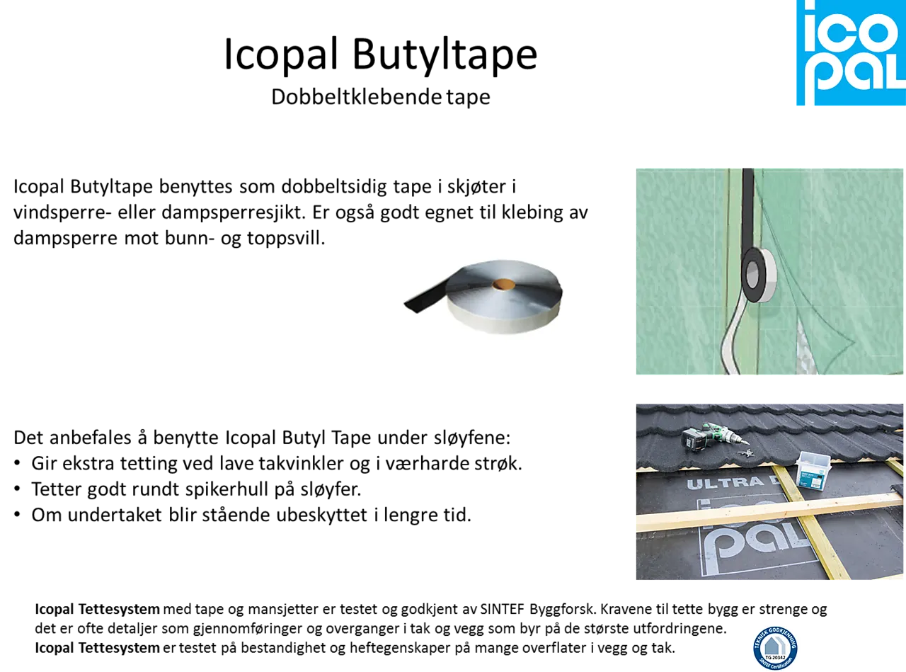 Butylbånd icopal ventex1x30mmx20m Butylbånd icopal ventex1x30mmx20m