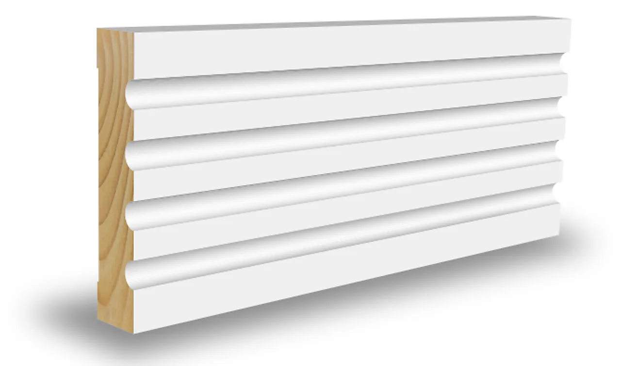 Karmlist furu profilert CW165 hvit bomull So0502-Y 15x70x4400 mm