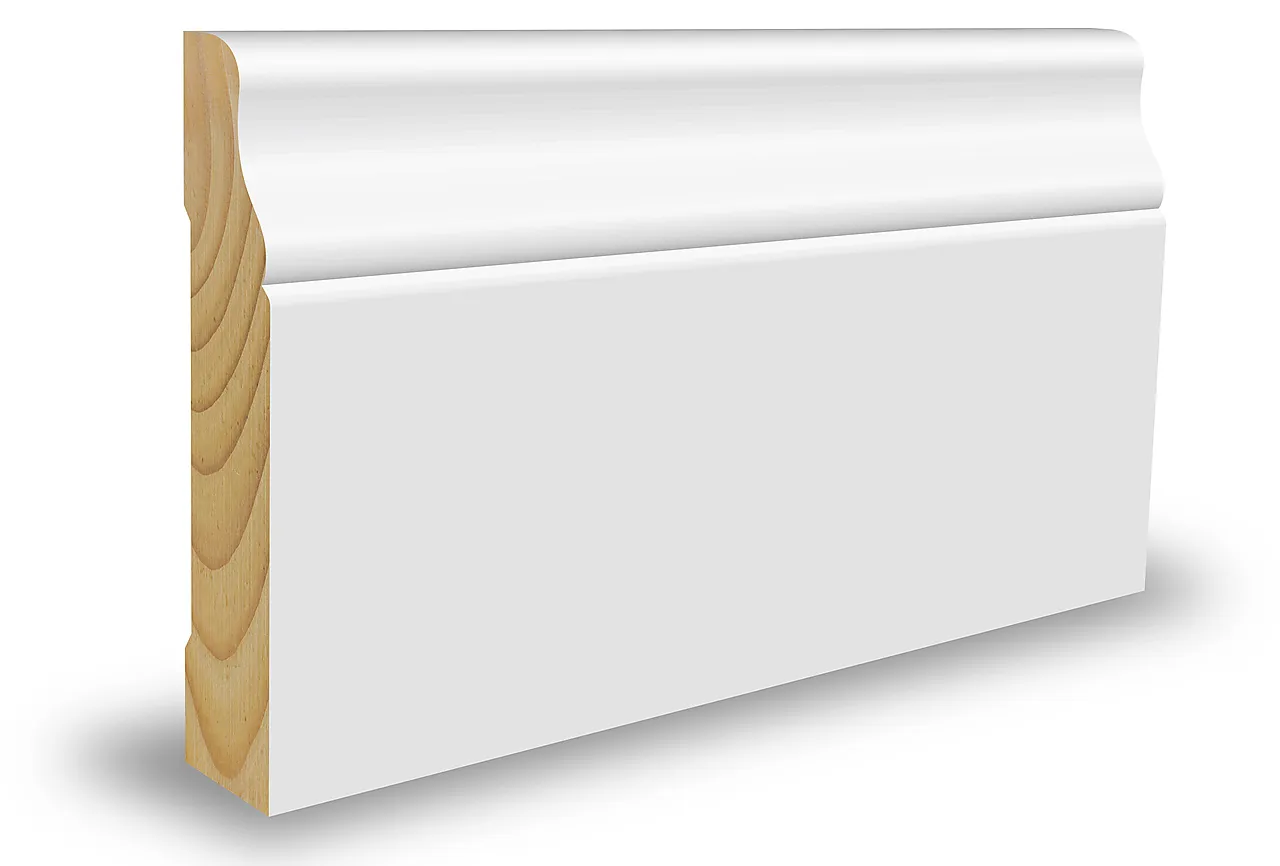 Gulvlist furu profilert CW253 hvit bomull S0502-Y 15x70x4400 mm