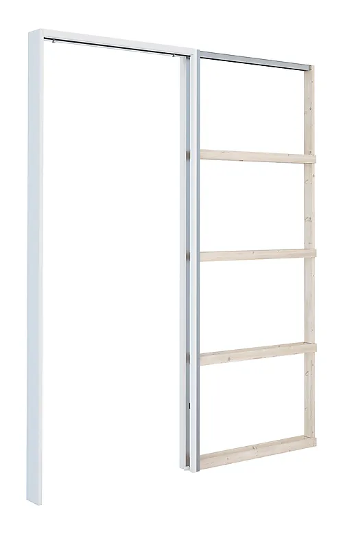 Karm skyvedør hvit bomull S0502-Y 102,6x204 cm totalmål 210x210 cm