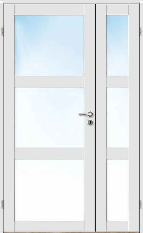 Sidefelt innerdør 40x200 Base 3 med glass hvit