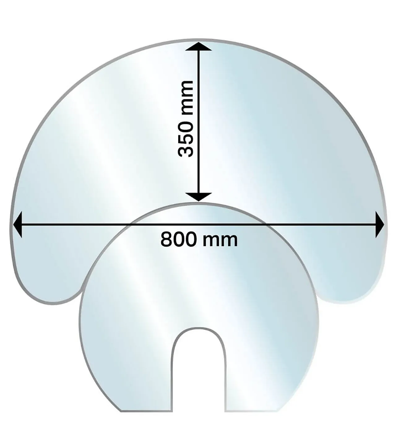 Gulvplate glass halvmåneformet inkludert bunnplate klar Gulvplate glass halvmåneformet inkludert bunnplate klar