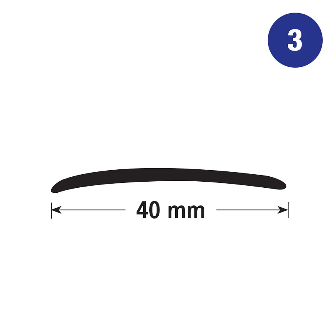 Overgangslist 3 eik sand 40mm 1m null - 1 m - 3 - Miniatyr