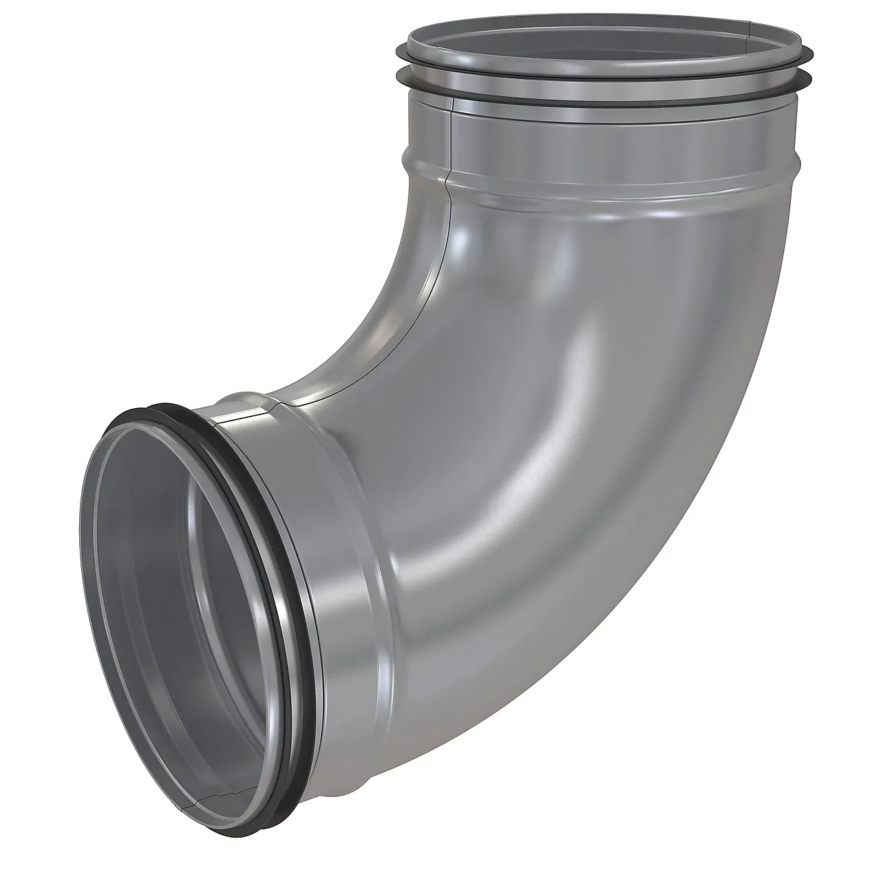 Bend 90 grader galvanisert stål m/pakning ø 100 mm Bend 90 grader galvanisert stål m/pakning ø 100 mm