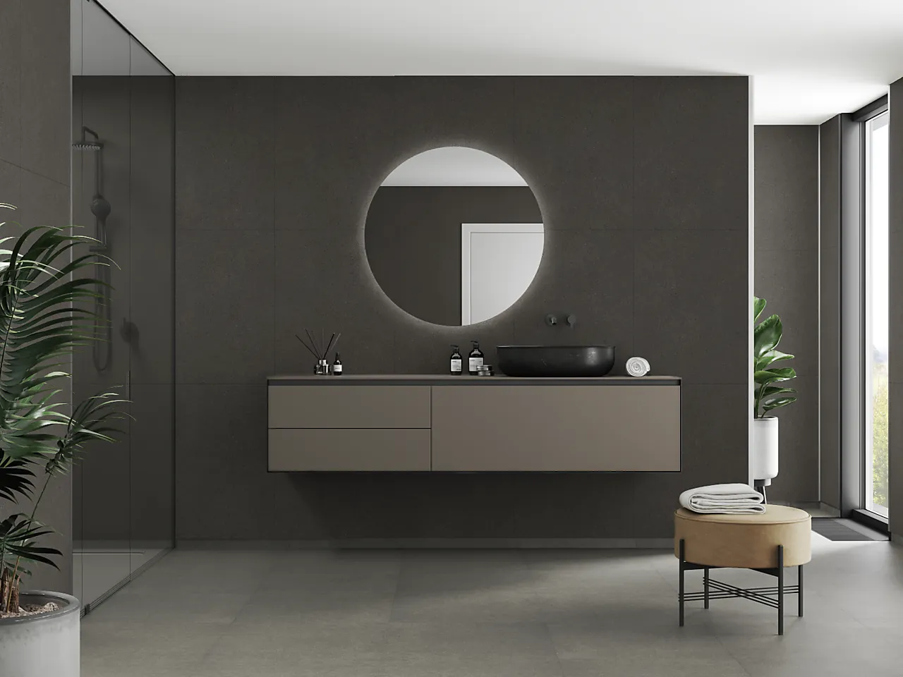 Baderomspanel 4003 60x80cm grey terrazzo null - 60x80 - 2 - Miniatyr