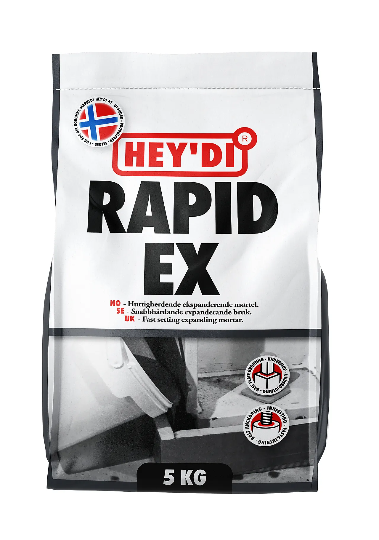 Mørtel rapid ex 5 kg heydi ekspanderende mørtel Mørtel rapid ex 5 kg heydi ekspanderende mørtel