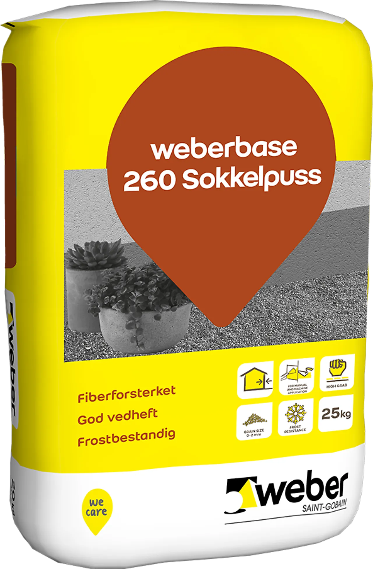 Weber Base 260 Sokkelpuss 25 kg – sterk og fuktbestandig puss til sokler