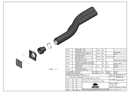 Kobling for friskluft Ø80 mm x 1 meter
