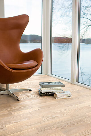 Parkett 3-stav Eik Concerto hvit mattlakk