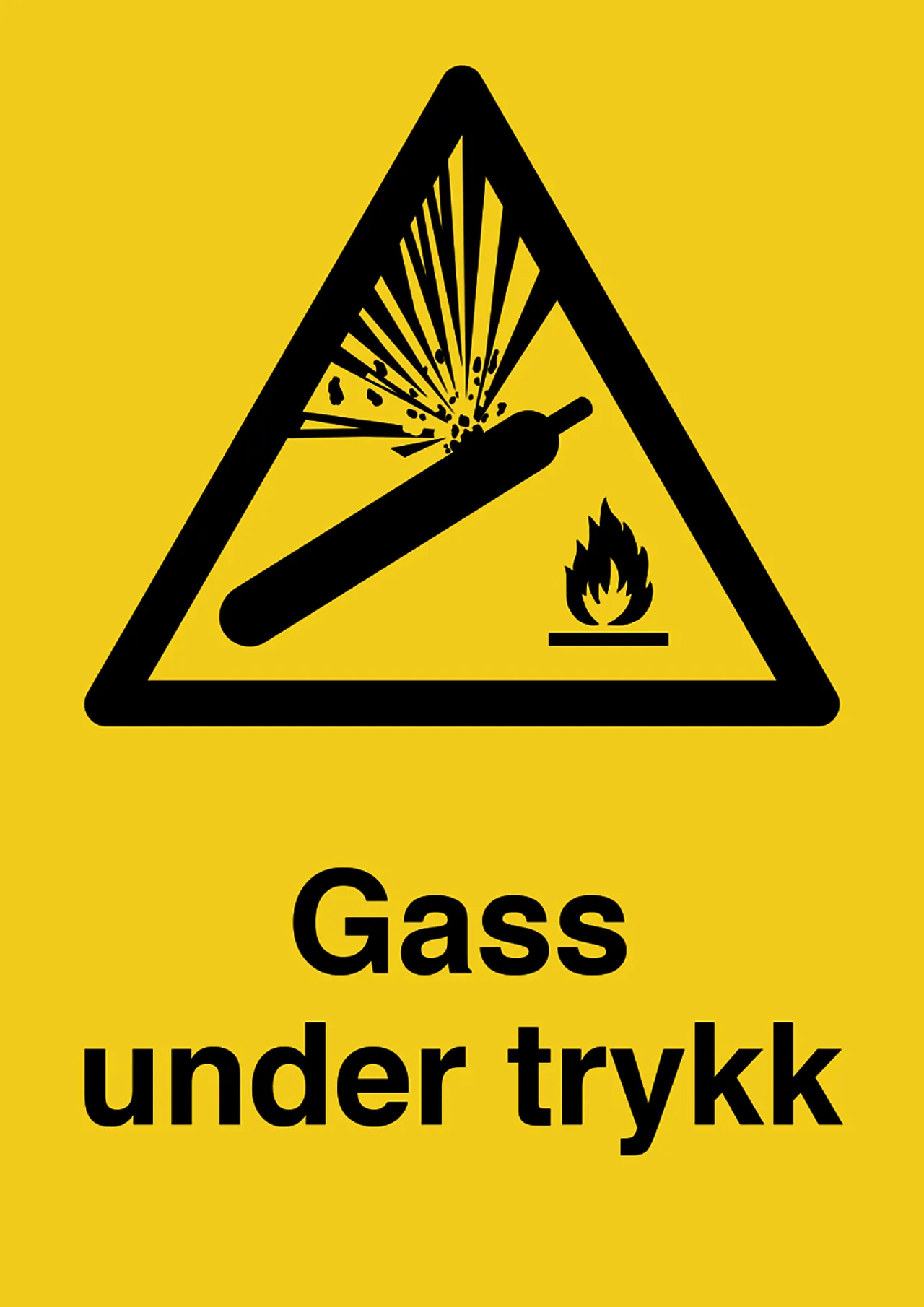 Skilt gass under trykk a4  alu 0,7 mm aluminium med refleks