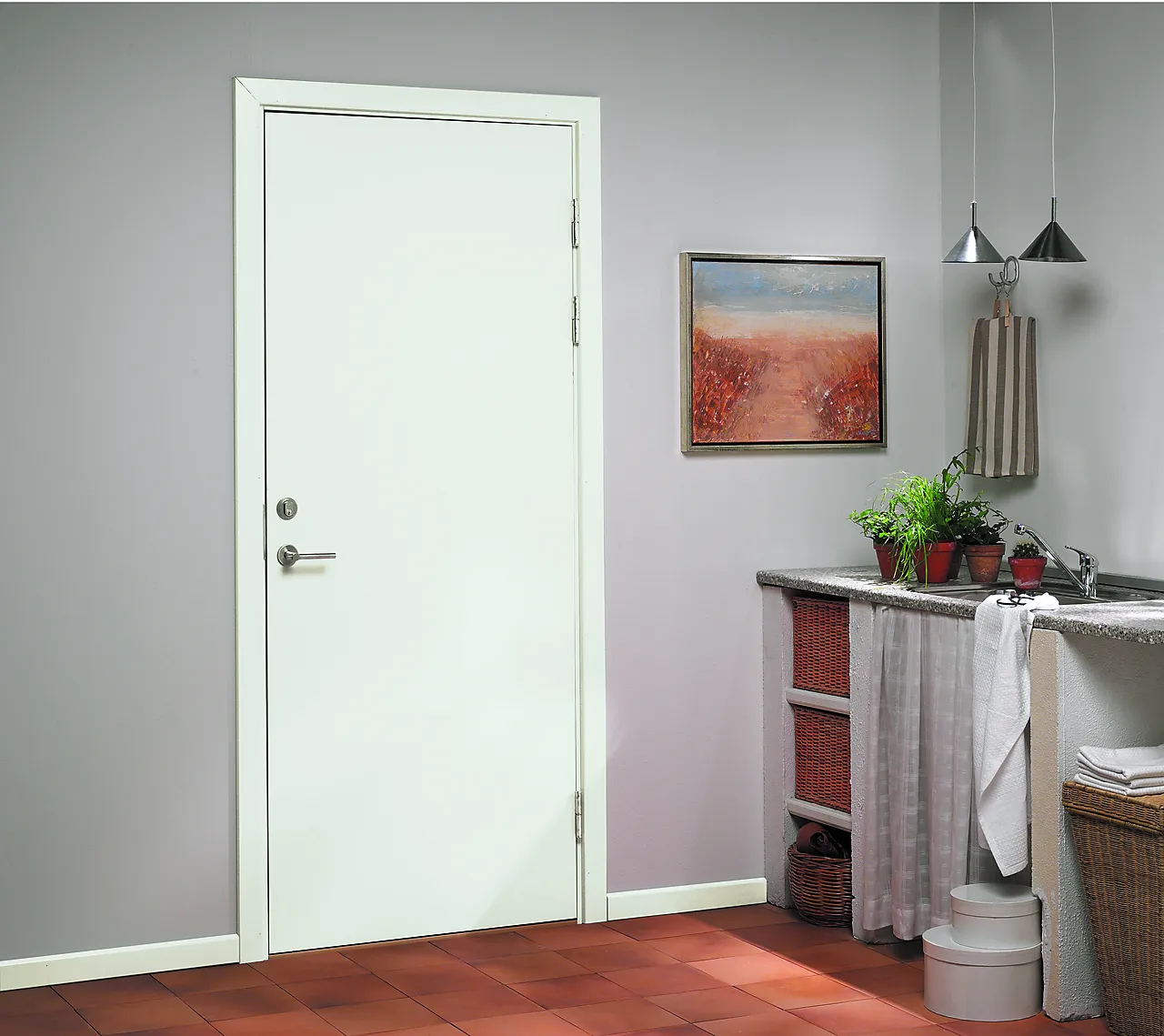 Dørsett 90x210 cm venstrehengslet hvit null - null - 2 - Miniatyr