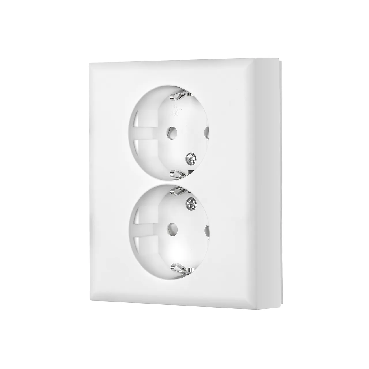 Stikkontakt innfelt dobbel m/jord hvit null - null - 2 - Miniatyr